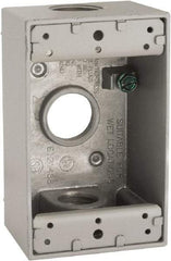 Hubbell-Raco - 1 Gang, (3) 3/4" Knockouts, Aluminum Rectangle Device Box - 4-1/2" Overall Height x 2" Overall Depth, Weather Resistant - Americas Industrial Supply