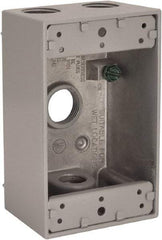 Hubbell-Raco - 1 Gang, (4) 1/2" Knockouts, Aluminum Rectangle Device Box - 4-1/2" Overall Height x 2" Overall Depth, Weather Resistant - Americas Industrial Supply