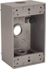 Hubbell-Raco - 1 Gang, (3) 1/2" Knockouts, Aluminum Rectangle Device Box - 4-1/2" Overall Height x 2" Overall Depth, Weather Resistant - Americas Industrial Supply