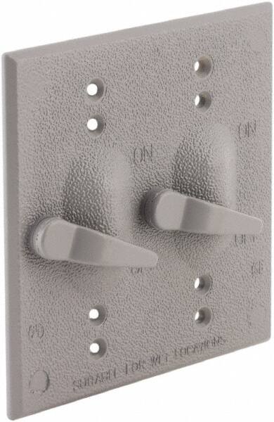 Hubbell-Raco - 2 Outlet, Powder Coat Finish, Rectangle Weather Resistant Box Cover - 0.859" Long x 4-17/32" Wide x 4-17/32" High, Wet Location, Aluminum, CSA Certified & UL Listed - Americas Industrial Supply