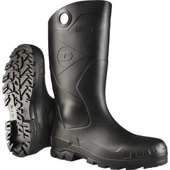 Dunlop Protective Footwear - Men's Size 9 Standard Width Steel Work Boot - Black, PVC Upper, PVC Outsole, 14" High, Waterproof, Pull-On - Americas Industrial Supply