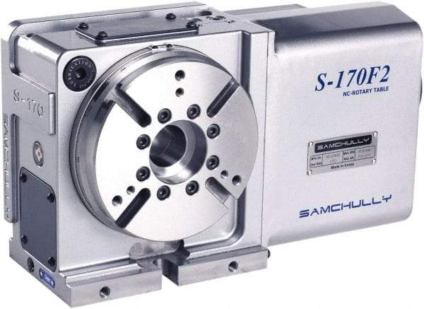 Samchully - 1 Spindle, 210mm Horizontal & Vertical Rotary Table - 200 kg (440 Lb) Max Horiz Load, 170mm Centerline Height, 45mm Through Hole - Americas Industrial Supply