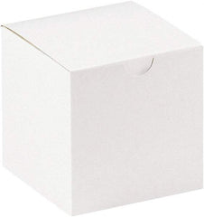 Made in USA - 4" Wide x 4" Long x 4" High Square Chipboard Box - 1 Wall, White - Americas Industrial Supply