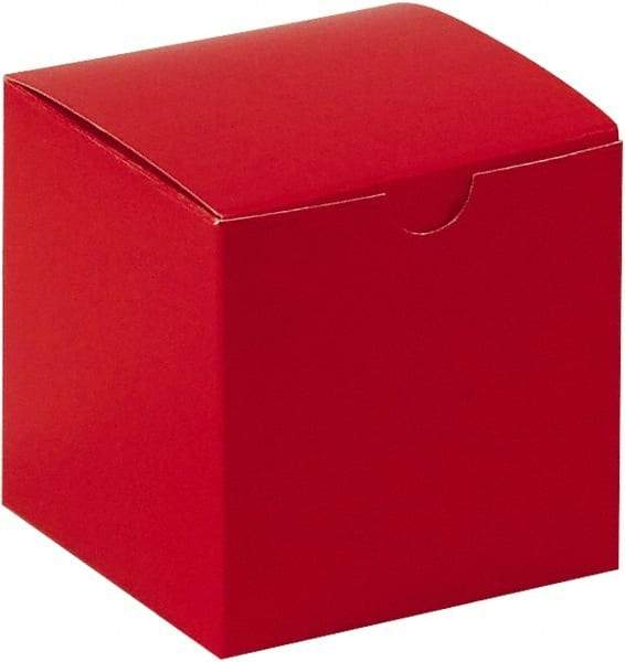 Made in USA - 4" Wide x 4" Long x 4" High Rectangle Chipboard Box - 1 Wall, Red - Americas Industrial Supply