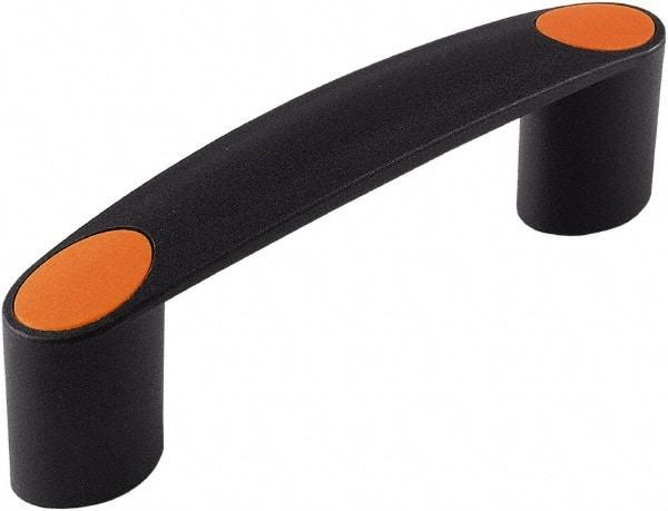 Electro Hardware - 5.2" Between Centers M6 Hole, Polyamide External Pull Handle - 1.14" Handle Width, 1.60" Handle Height, 6.42" OAL, Plastic Finish - Americas Industrial Supply