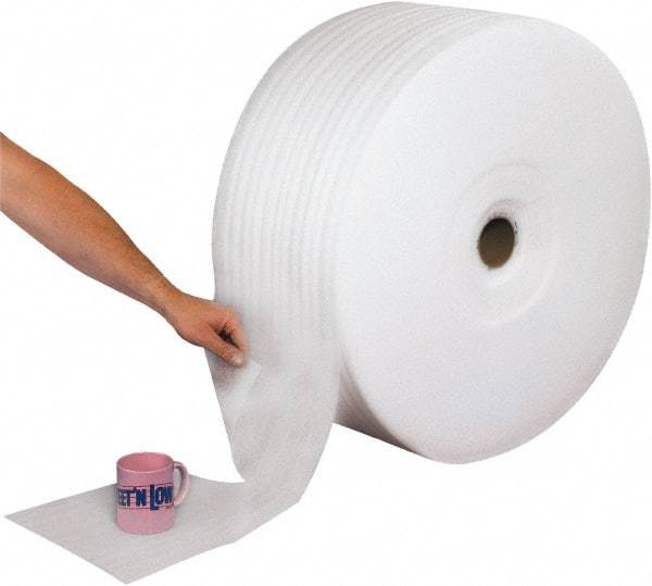 Made in USA - 2,000' Long x 48" Wide x 1/32" Thick, Foam Roll - White - Americas Industrial Supply