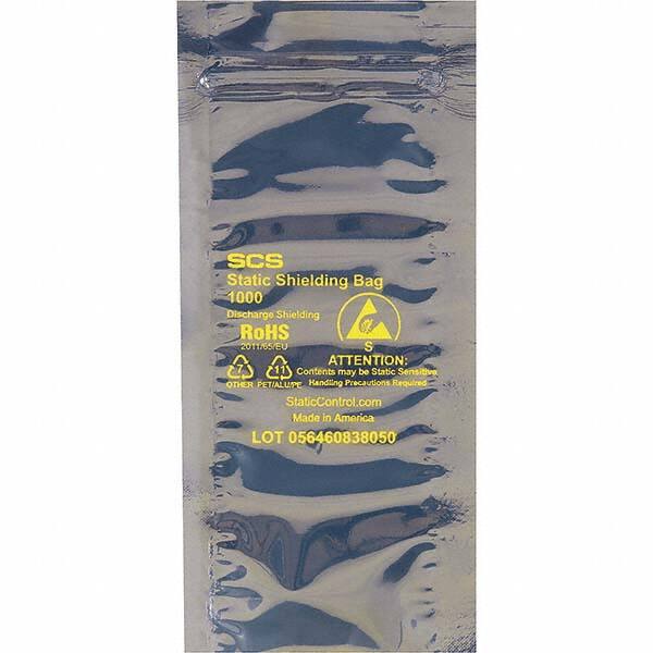 Made in USA - 8" Long x 4" Wide, 3.1 mil Thick, Self Seal Static Shield Bag - Transparent, Metal-In, Standard Grade - Americas Industrial Supply