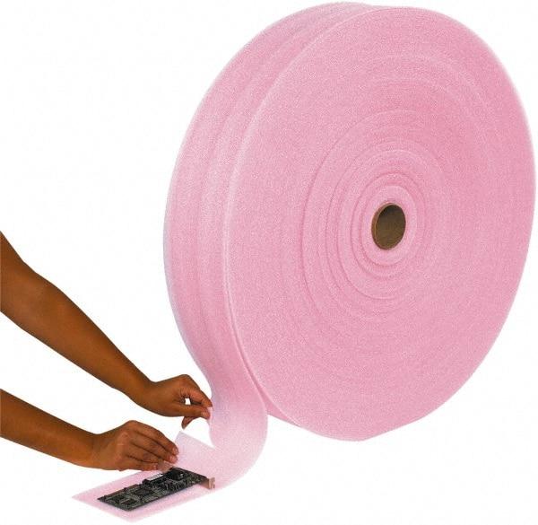 Made in USA - 6,600" Long x 12" Wide, Antistatic Foam Roll - Pink, Standard Grade - Americas Industrial Supply