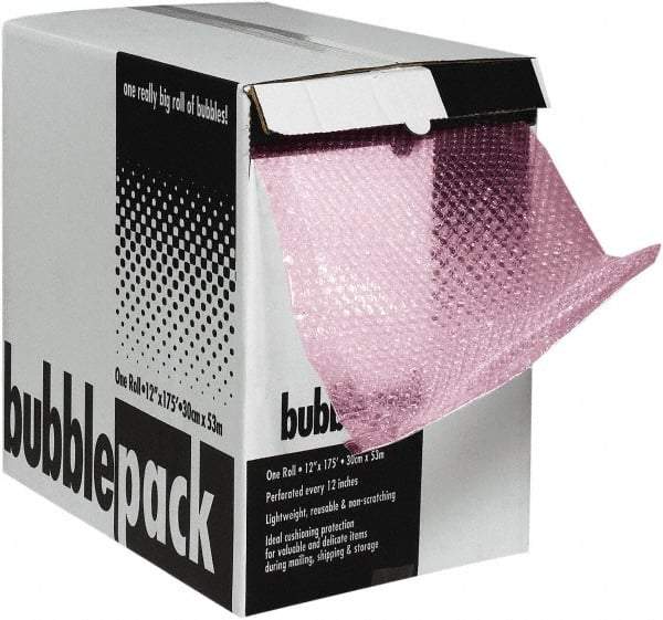 Made in USA - 2,100" Long x 12" Wide, Antistatic Bubble Roll - Pink, Standard Grade - Americas Industrial Supply