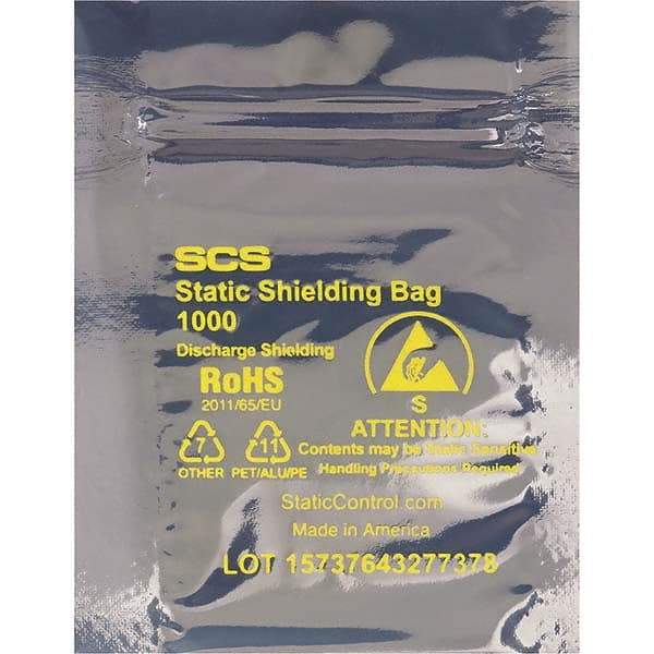 Made in USA - 20" Long x 15" Wide, 3.1 mil Thick, Self Seal Static Shield Bag - Transparent, Metal-In, Standard Grade - Americas Industrial Supply