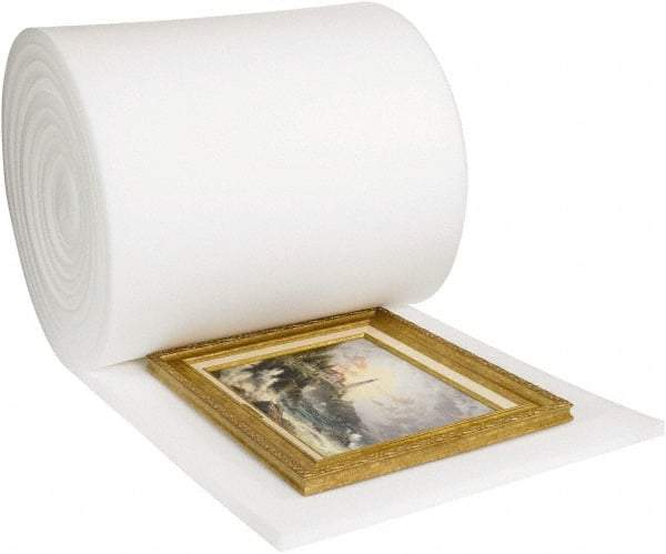 Made in USA - 72' Long x 24" Wide x 1/2" Thick, Foam Roll - White - Americas Industrial Supply
