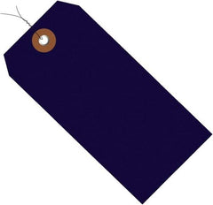 Made in USA - 6-1/4" High x 3-1/8" Long, Safety & Facility Blank Tag - Blue Vinyl - Americas Industrial Supply