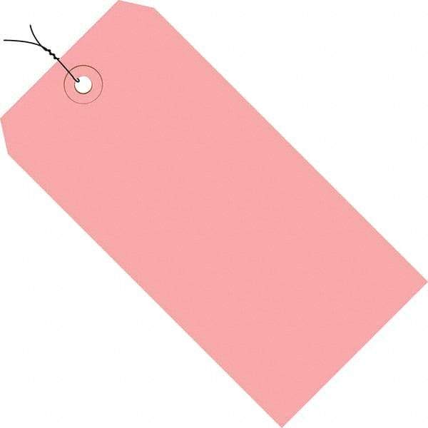 Made in USA - 3-3/4" High x 1-7/8" Long, Safety & Facility Blank Tag - Pink Cardstock - Americas Industrial Supply
