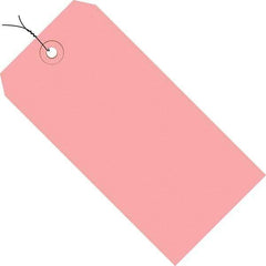 Made in USA - 3-3/4" High x 1-7/8" Long, Safety & Facility Blank Tag - Pink Cardstock - Americas Industrial Supply
