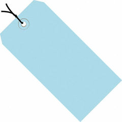 Made in USA - 5-1/4" High x 2-5/8" Long, Safety & Facility Blank Tag - Light Blue Cardstock - Americas Industrial Supply