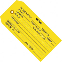 Made in USA - 4-3/4" High x 2-3/8" Long, Scrap, English Safety & Facility Inspection Tag - Yellow Cardstock - Americas Industrial Supply