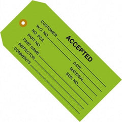 Made in USA - 4-3/4" High x 2-3/8" Long, ACCEPTED, English Safety & Facility Inspection Tag - Green Cardstock - Americas Industrial Supply
