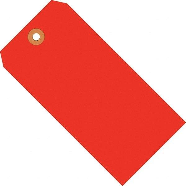 Made in USA - 6-1/4" High x 3-1/8" Long, Safety & Facility Blank Tag - Fluorescent Red Cardstock - Americas Industrial Supply