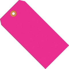Made in USA - 4-1/4" High x 2-1/8" Long, Safety & Facility Blank Tag - Fluorescent Pink Cardstock - Americas Industrial Supply