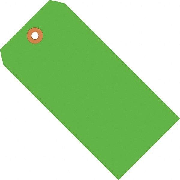 Made in USA - 6-1/4" High x 3-1/8" Long, Safety & Facility Blank Tag - Fluorescent Green Cardstock - Americas Industrial Supply