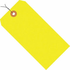 Made in USA - 6-1/4" High x 3-1/8" Long, Safety & Facility Blank Tag - Fluorescent Yellow Cardstock - Americas Industrial Supply