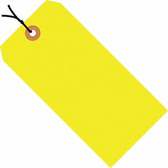 Made in USA - 5-3/4" High x 2-7/8" Long, Safety & Facility Blank Tag - Fluorescent Yellow Cardstock - Americas Industrial Supply