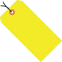 Made in USA - 5-1/4" High x 2-5/8" Long, Safety & Facility Blank Tag - Fluorescent Yellow Cardstock - Americas Industrial Supply