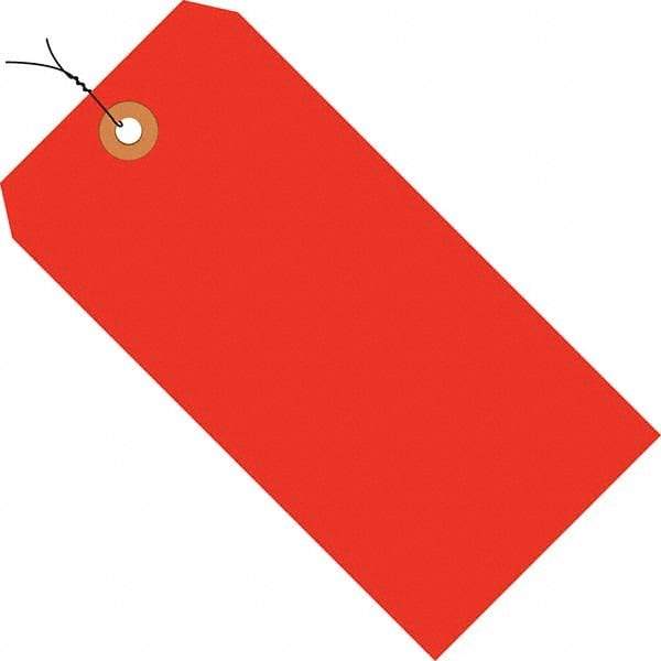 Made in USA - 4-1/4" High x 2-1/8" Long, Safety & Facility Blank Tag - Fluorescent Red Cardstock - Americas Industrial Supply