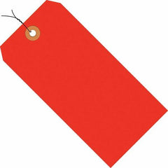 Made in USA - 3-1/4" High x 1-5/8" Long, Safety & Facility Blank Tag - Fluorescent Red Cardstock - Americas Industrial Supply