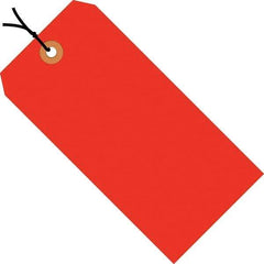 Made in USA - 5-3/4" High x 2-7/8" Long, Safety & Facility Blank Tag - Fluorescent Red Cardstock - Americas Industrial Supply