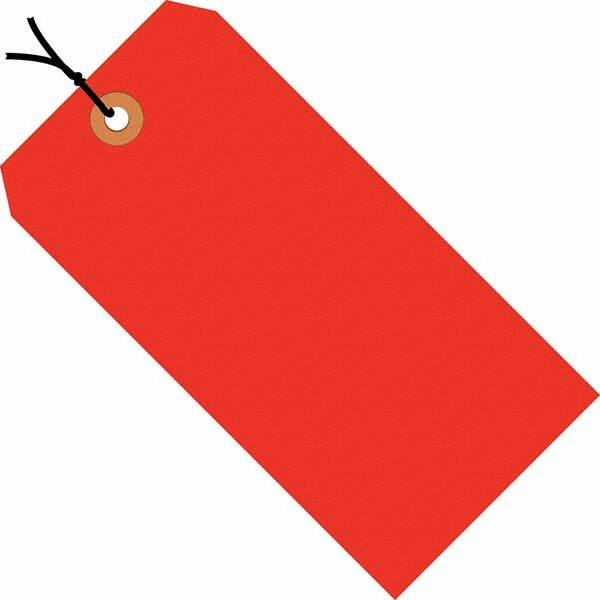 Made in USA - 6-1/4" High x 3-1/8" Long, Safety & Facility Blank Tag - Fluorescent Red Cardstock - Americas Industrial Supply