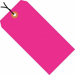 Made in USA - 6-1/4" High x 3-1/8" Long, Safety & Facility Blank Tag - Fluorescent Pink Cardstock - Americas Industrial Supply