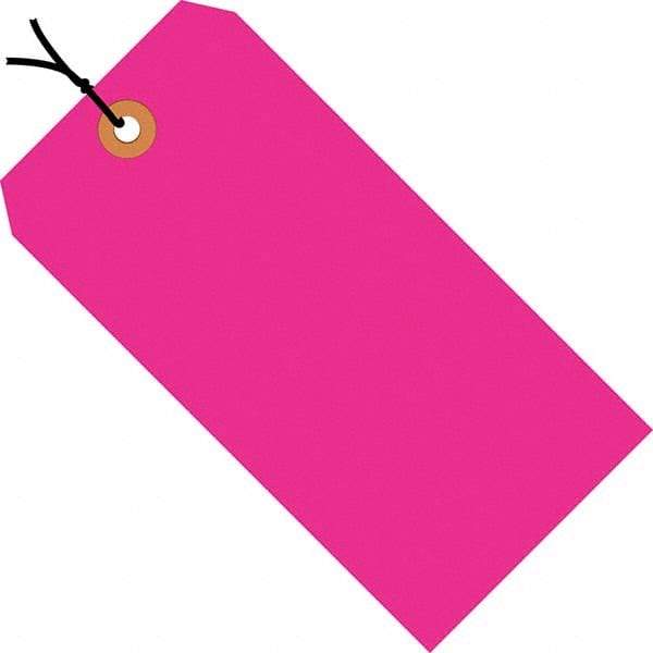 Made in USA - 5-1/4" High x 2-5/8" Long, Safety & Facility Blank Tag - Fluorescent Pink Cardstock - Americas Industrial Supply