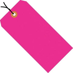 Made in USA - 3-3/4" High x 1-7/8" Long, Safety & Facility Blank Tag - Fluorescent Pink Cardstock - Americas Industrial Supply