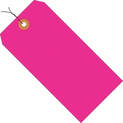 Made in USA - 3-1/4" High x 1-5/8" Long, Safety & Facility Blank Tag - Fluorescent Pink Cardstock - Americas Industrial Supply