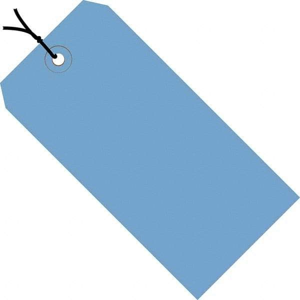 Made in USA - 5-3/4" High x 2-7/8" Long, Safety & Facility Blank Tag - Dark Blue Cardstock - Americas Industrial Supply