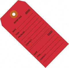 Made in USA - 6-1/4" High x 3-1/8" Long, Repair, English Safety & Facility Inspection Tag - Red Cardstock - Americas Industrial Supply
