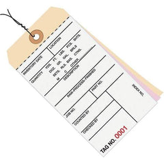 Made in USA - 6-1/4" High x 3-1/8" Long, Inventory, English Safety & Facility Numbered Tag - White & Manila Cardstock - Americas Industrial Supply