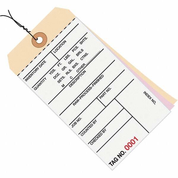 Made in USA - 6-1/4" High x 3-1/8" Long, Inventory, English Safety & Facility Numbered Tag - White & Manila Cardstock - Americas Industrial Supply