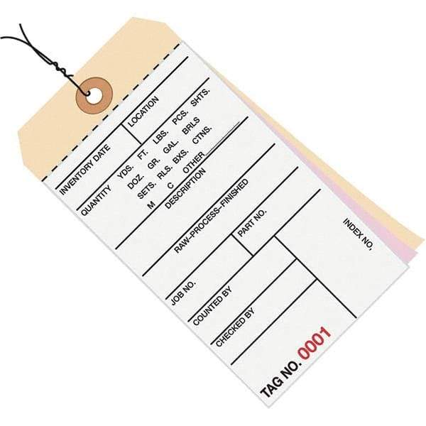 Made in USA - 6-1/4" High x 3-1/8" Long, Inventory, English Safety & Facility Numbered Tag - White & Manila Cardstock - Americas Industrial Supply