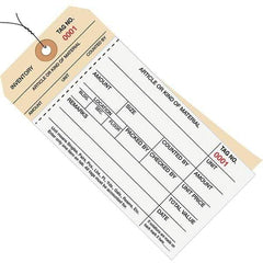 Made in USA - 6-1/4" High x 3-1/8" Long, Inventory, English Safety & Facility Numbered Tag - White & Manila Cardstock - Americas Industrial Supply