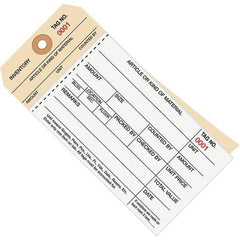 Made in USA - 6-1/4" High x 3-1/8" Long, Inventory, English Safety & Facility Numbered Tag - White & Manila Cardstock - Americas Industrial Supply
