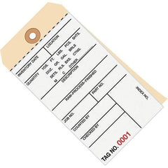 Made in USA - 6-1/4" High x 3-1/8" Long, Inventory, English Safety & Facility Numbered Tag - White & Manila Cardstock - Americas Industrial Supply