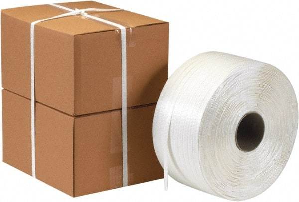 Made in USA - 3,900' Long x 1/2" Wide, Coil Case Polyester Hand Strapping - 650 Lb Capacity - Americas Industrial Supply