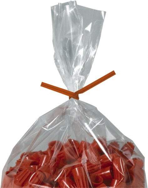 Made in USA - 7" Long, Bag Tie - Orange - Americas Industrial Supply