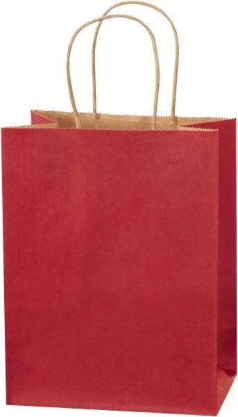 Made in USA - Kraft Grocery Bag - 8 x 4-1/2 x 10-1/4, Scarlet - Americas Industrial Supply