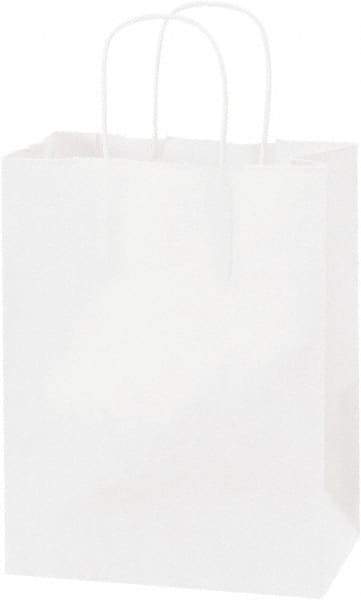 Made in USA - Kraft Grocery Bag - 8 x 4-1/2 x 10-1/4, White - Americas Industrial Supply