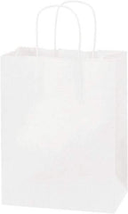 Made in USA - Kraft Grocery Bag - 8 x 4-1/2 x 10-1/4, White - Americas Industrial Supply