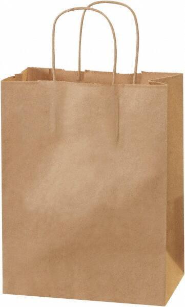 Made in USA - Kraft Grocery Bag - 8 x 4-1/2 x 10-1/4, Kraft - Americas Industrial Supply