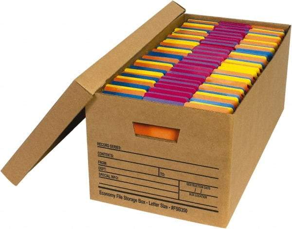 Made in USA - 1 Compartment, 12" Wide x 24" Deep, File Storage Boxes - Corrugated Cardboard, Kraft (Color) - Americas Industrial Supply